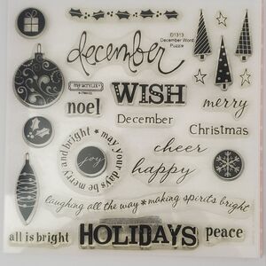Close To My Heart December Word Puzzle Clear Acrylic Stamps D1313